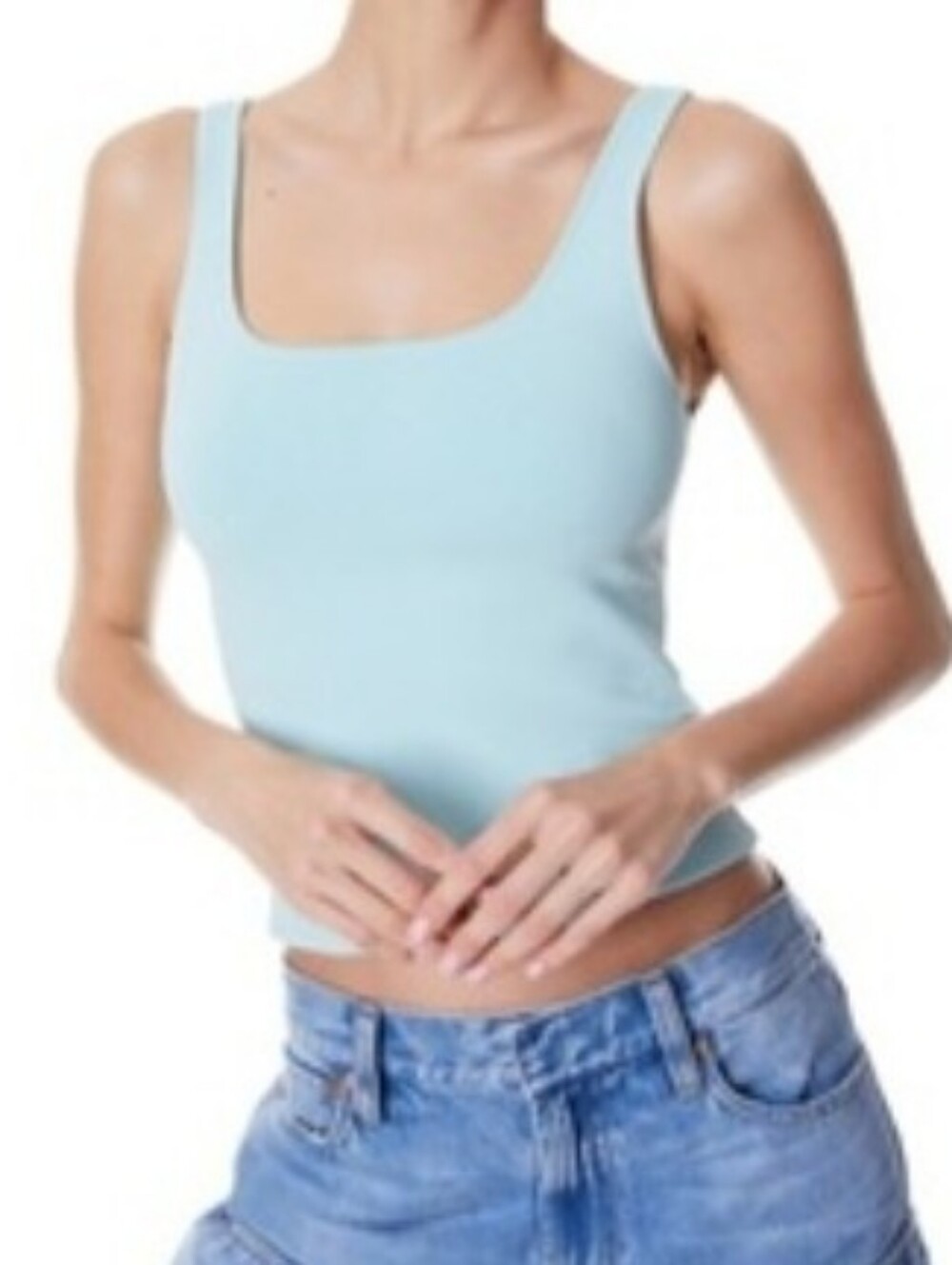 Alice + Olivia Daryn Sculpted Tank Julep Light Aqua Stretch Knit Bodycom Size XL